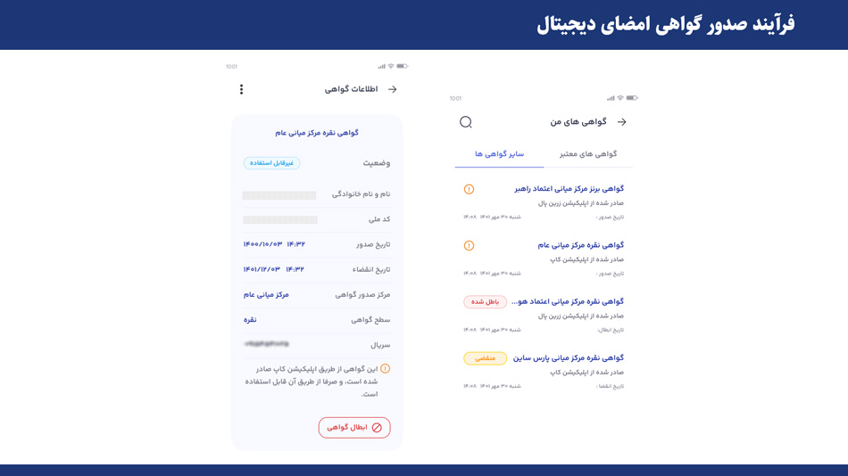 دریافت گواهی امضای الکترونیکی در نرم افزار امضای دیجیتال